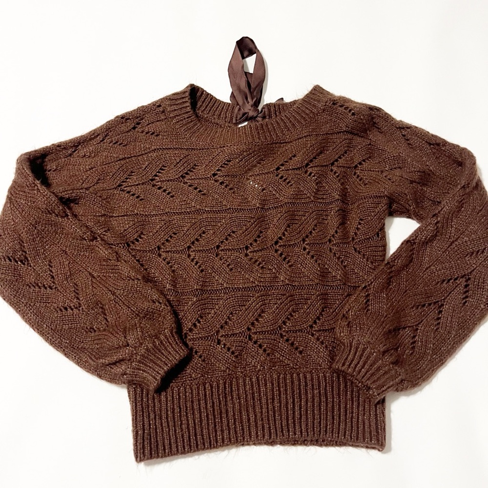Abercrombie & Fitch Brown Sweater Tie Neck Small